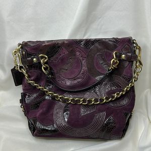 Coach Limited Edition Plum Suede and Leather Bag w/cover